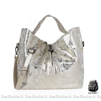 Sac Cabas Femme Cuir Noir - modèle Argenté - Sac Roche ™