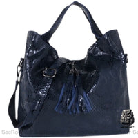 Sac Cabas Femme Cuir Noir - modèle Bleu foncé - Sac Roche ™