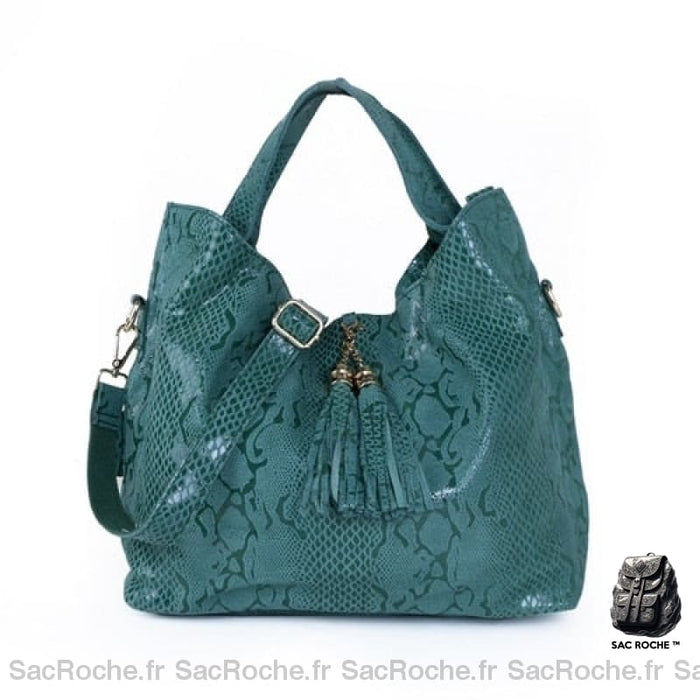 Sac Cabas Femme Cuir Noir Vert Bleu À Main