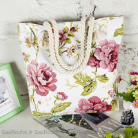 Sac cabas plage femme floral - modèle Blanc - Sac Roche ™