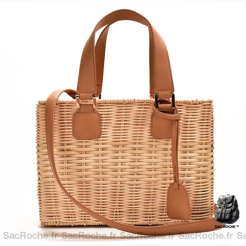 Sac Carré Luxe Osier & Cuir - Femme Marron Sac À Main Femme