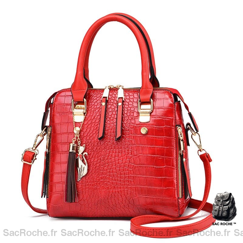 Sac Carré Mini Rouge À Main Femme
