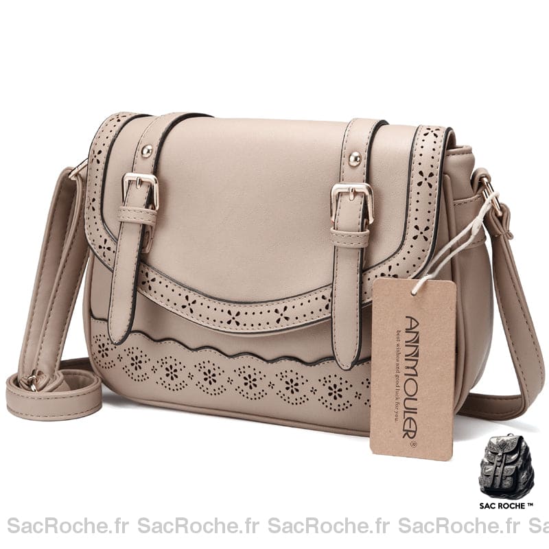 Sac Cartable Cuir Femme Bandoulière - Petit Taille Gris Sac À Main Femme