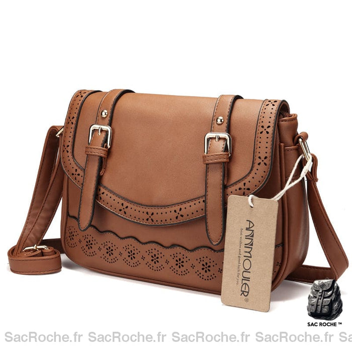 Sac Cartable Cuir Femme Bandoulière - Petit Taille Marron Sac À Main Femme