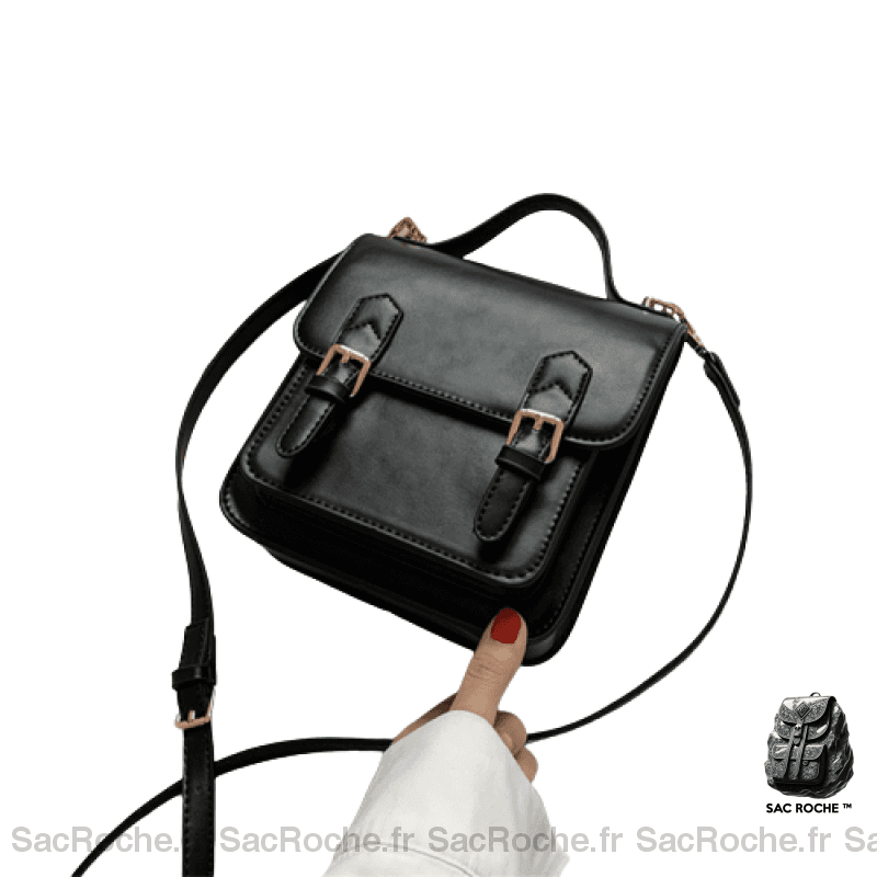 Sac Cartable Femme En Cuir Noir / 18.5X9X19.5Cm À Main