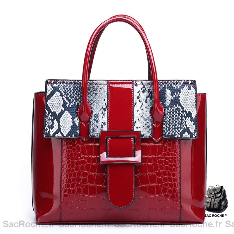 Sac Cartable Petit En Cuir Rouge À Main Femme