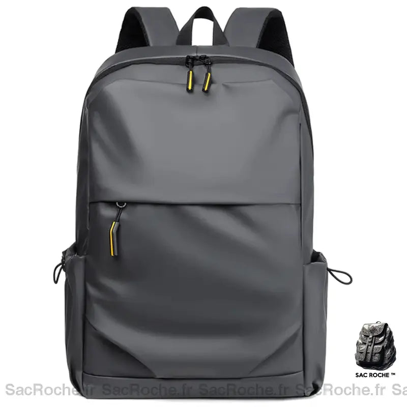 Sac Collège En Cuir Noir Gris À Dos Ado