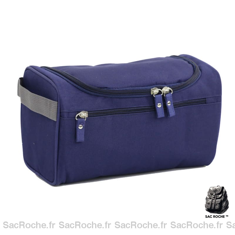 Sac à cosmétiques de voyage multifonction en nylon bleu avec un fond blanc