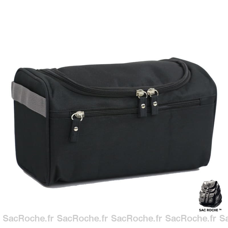 Sac à cosmétiques de voyage multifonction en nylon noir avec un fond blanc