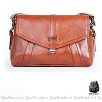 Sac Cuir Besace Femme - modèle Marron - Sac Roche ™
