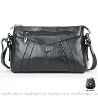 Sac Cuir Besace Femme - modèle Noir - Sac Roche ™