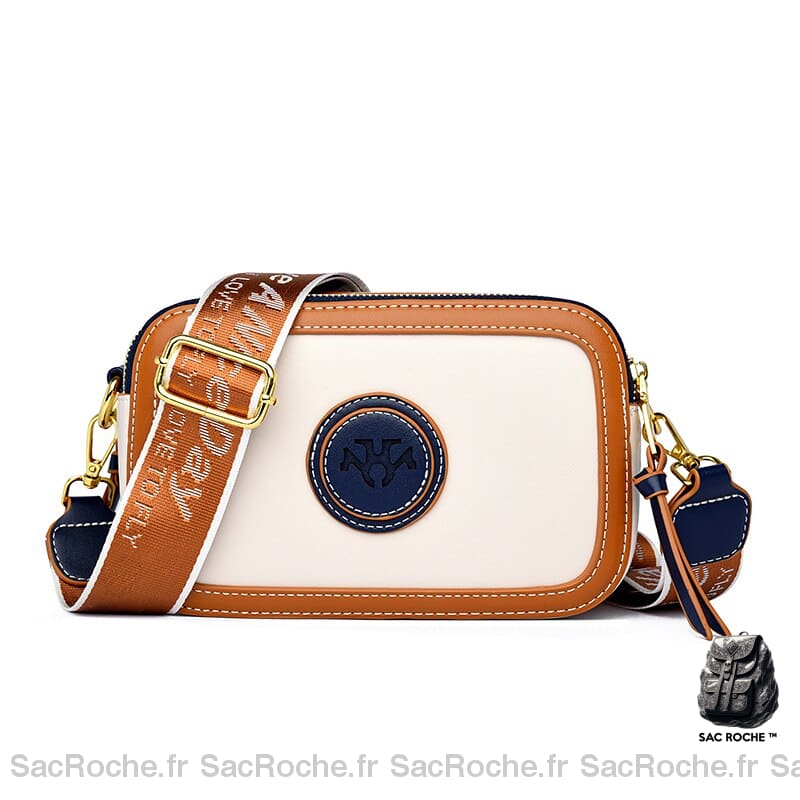 Sac Cuir Blanc Besace Femme Bleu / 21X14X7Cm