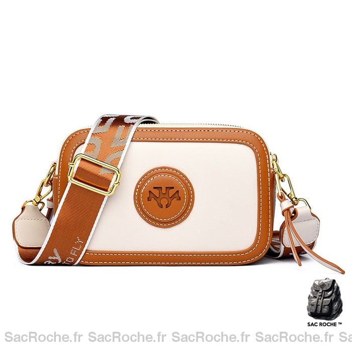 Sac Cuir Blanc Besace Femme Camel / 21X14X7Cm