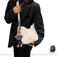 Sac Cuir Femme Besace Styl - modèle Blanc / 26x20x7.5cm - Sac Roche ™