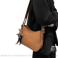 Sac Cuir Femme Besace Styl - modèle Camel / 26x20x7.5cm - Sac Roche ™