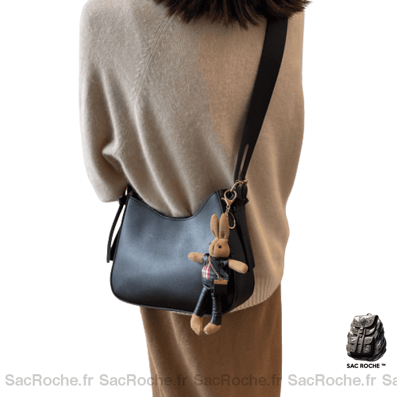 Sac Cuir Femme Besace Styl Noir / 26X20X7.5Cm