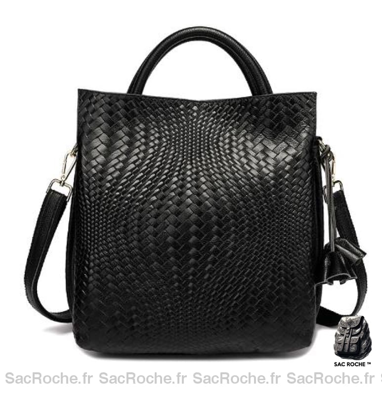Sac Cuir Femme Main Chic Noir / 30X15X32Cm À