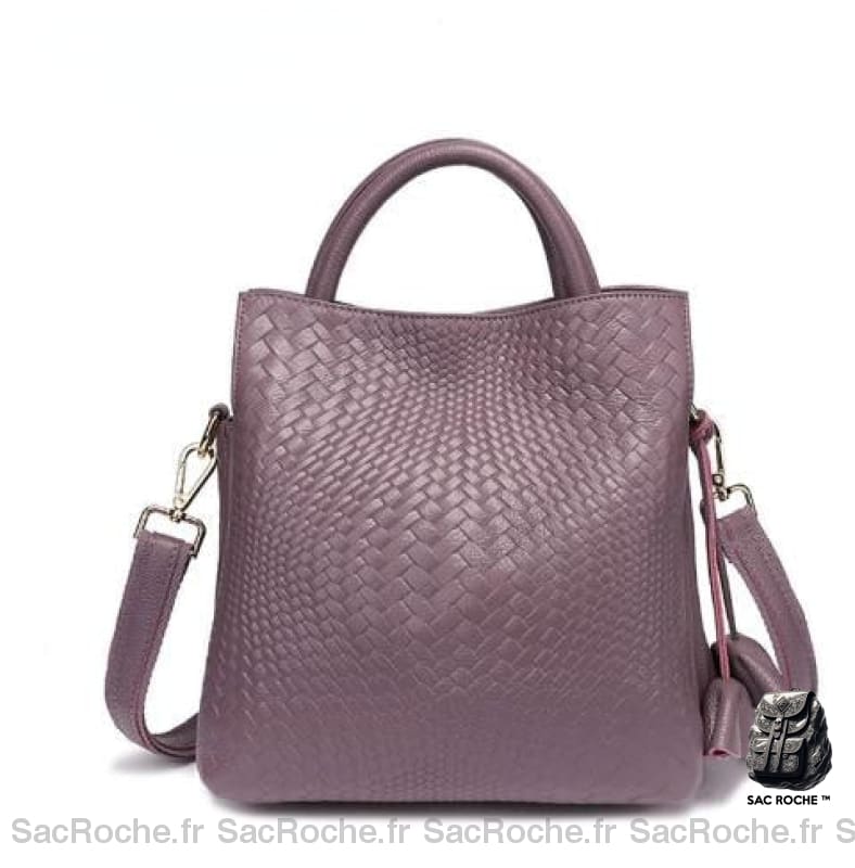 Sac Cuir Femme Main Chic Violet / 30X15X32Cm À