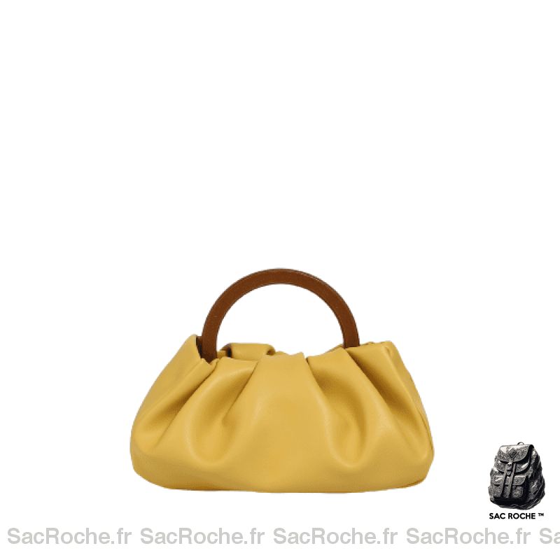 Sac Cuir Femme Main Élégant Jaune / 22X6X13Cm À