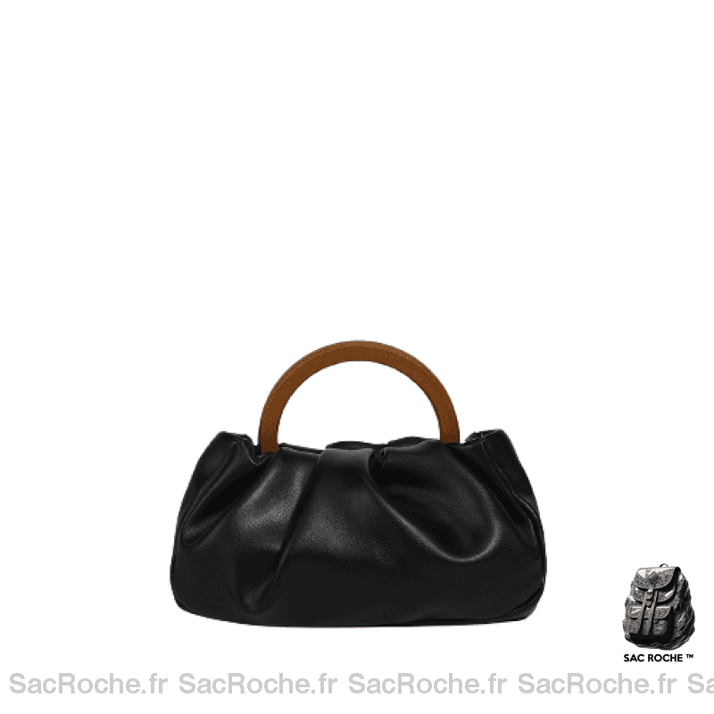 Sac Cuir Femme Main Élégant Noir / 22X6X13Cm À