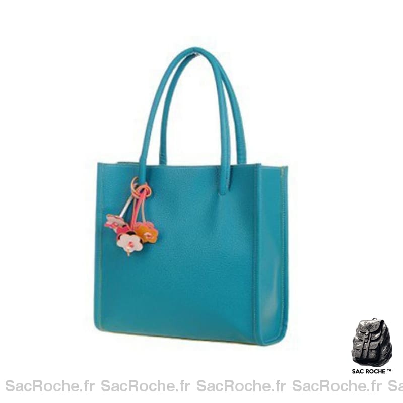 Sac Cuir Femme Shopping Main Bleu / 29X26.5X10.5Cm À