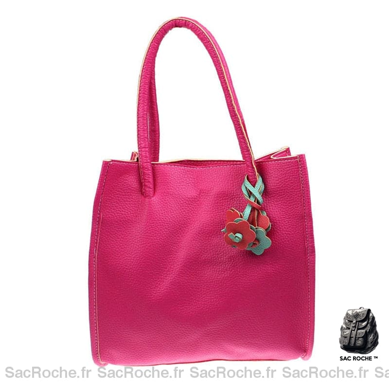 Sac Cuir Femme Shopping Main Rose / 29X26.5X10.5Cm À