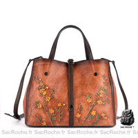 Sac Cuir Vieilli Femme - modèle Marron - Sac Roche ™