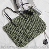 Sac de plage bohème paille femme - modèle Vert - Sac Roche ™