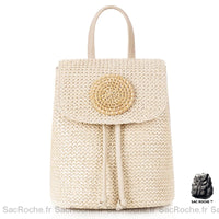 Sac De Plage Femme - Paille Dos Beige Sac A Dos Femme
