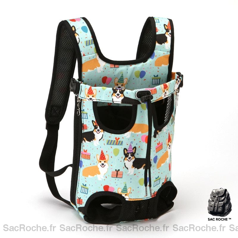 Sac de transport pour animaux de compagnie (torse ou dos) - Bleu ciel, M - Chien Chat
