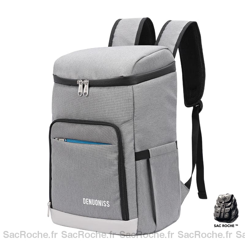 Sac de voyage isotherme gris et noir avec un fond blanc