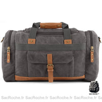 Sac de Voyage Toile, Bandoulière Amovible, Noir/Gris/Marron - modèle Gris - Sac Roche ™