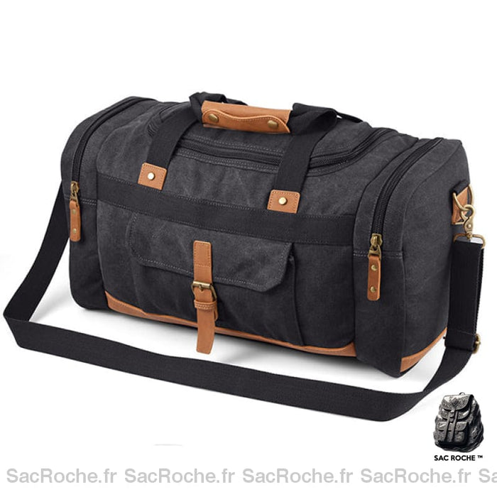 Sac De Voyage Toile Bandoulière Amovible Noir/Gris/Marron Noir Sacs Voyage