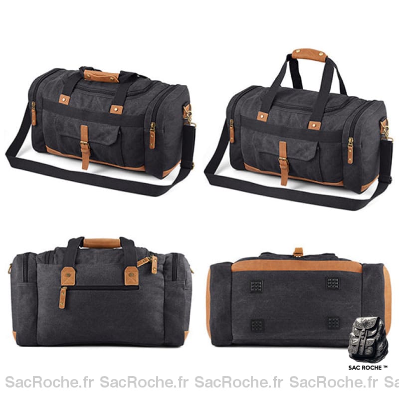 Sac De Voyage Toile Bandoulière Amovible Noir/Gris/Marron Sacs Voyage