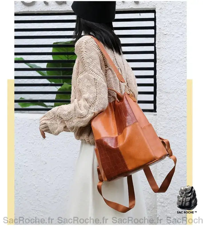 Sac Dos Berlingot Vintage Cuir Synthétique À Femme