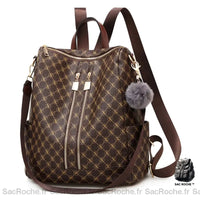Sac Dos Cuir Pu Femme Tendance Brun Sac À