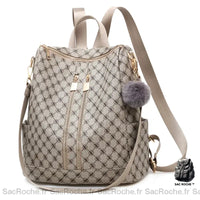 Sac dos cuir pu femme tendance - modèle Gris - Sac Roche ™