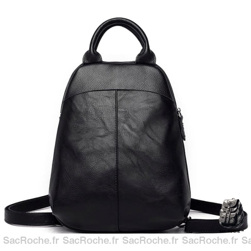 Sac Dos Cuir Souple Bicolore Femme Noir Sac A