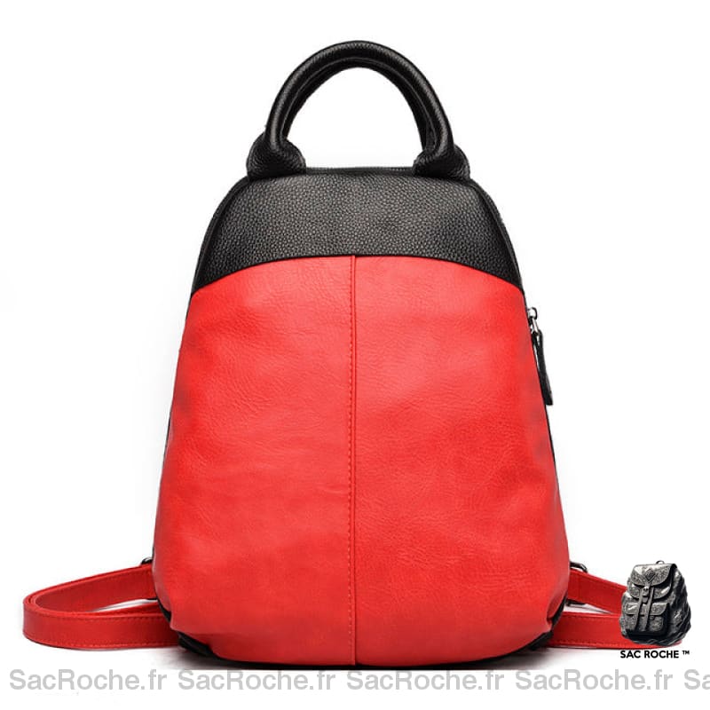 Sac Dos Cuir Souple Bicolore Femme Rouge Sac A
