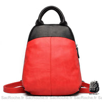 Sac dos cuir souple bicolore femme - modèle Rouge - Sac Roche ™