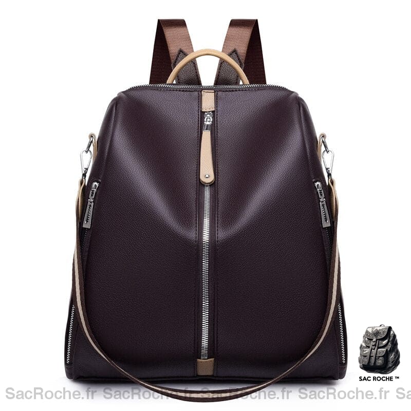 Sac Dos Cuir Véritable Femme Marron Petit À
