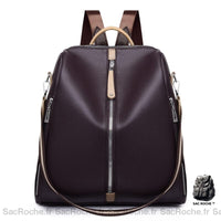 Sac Dos Cuir Véritable Femme - modèle Marron - Sac Roche ™