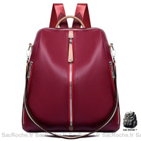 Sac Dos Cuir Véritable Femme - modèle Rouge - Sac Roche ™