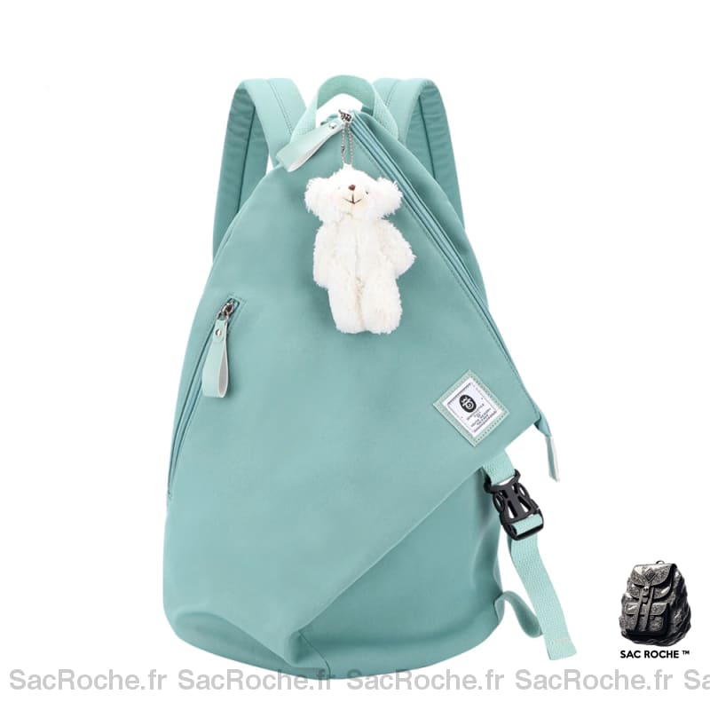 Sac à dos femme personnalisé en coton bleu avec un fond blanc