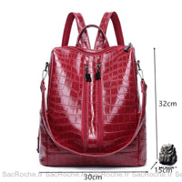 Sac Dos Femme Croco Multi-Zip À