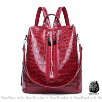 Sac Dos Femme Croco - modèle Rouge - Sac Roche ™