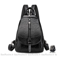 Sac dos femme cuir petit - modèle Noir - Sac Roche ™