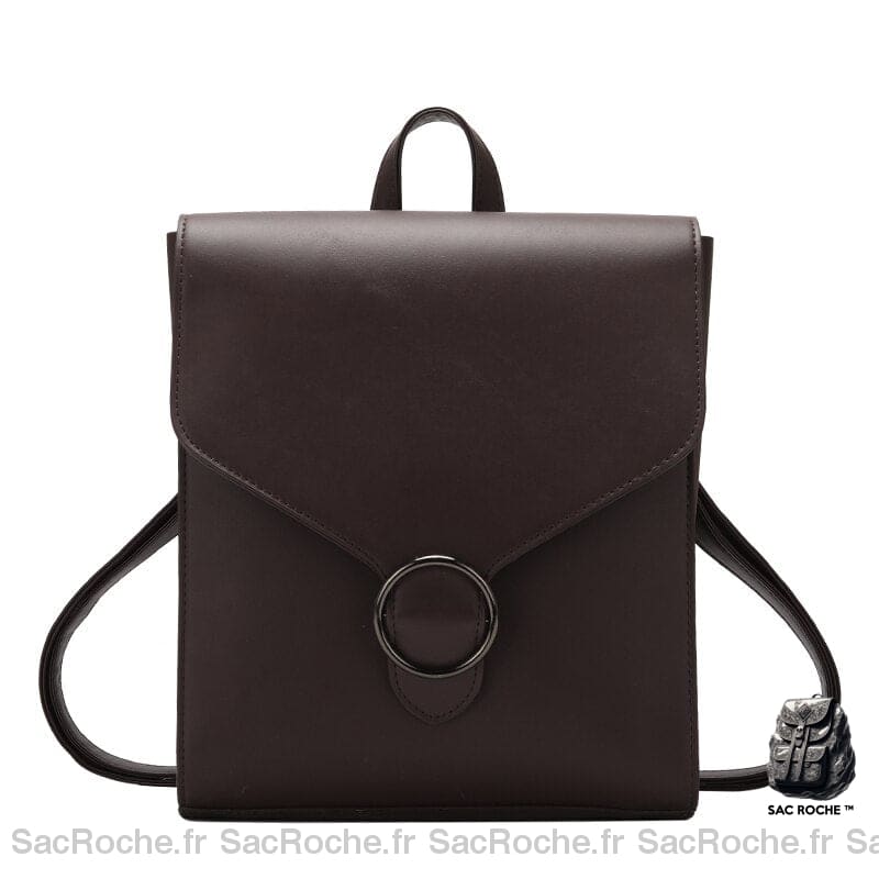 Sac Dos Femme Cuir Véritable Marron Foncé Petit À