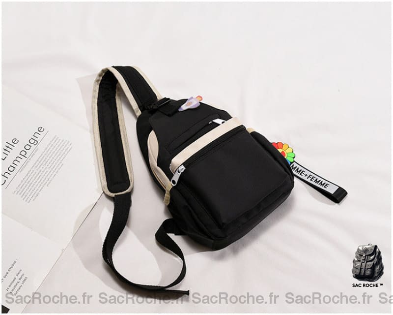 Petit sac à dos femme en nylon - Noir - Sac à main sac de messager