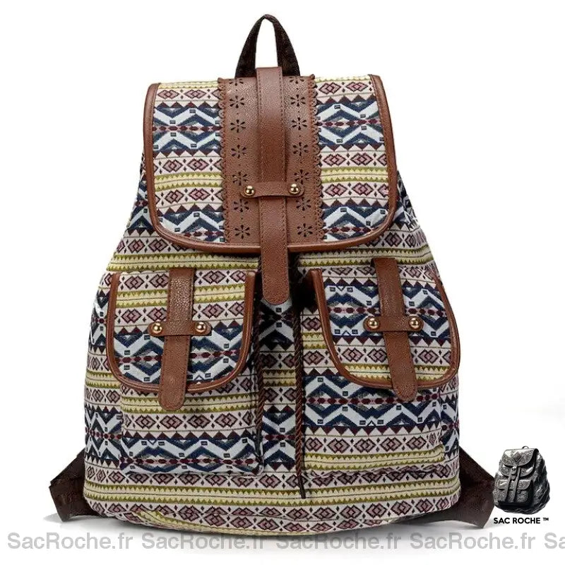 Sac Dos Femme Toile Imprimée Trendy Modèle A Sac À